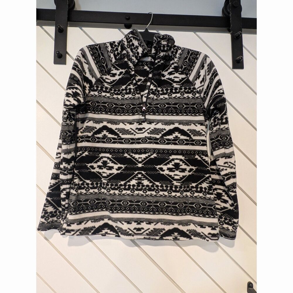 Eddie Bauer Women Fleece Pullover 1/4 Zip Sweater Southwestern Aztec Small